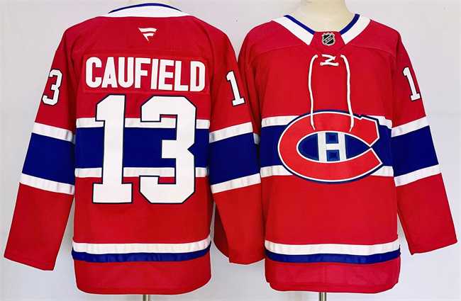 Mens Montreal Canadiens #13 Cole Caufield Red 2024-25 Stitched Jersey->montreal canadiens->NHL Jersey